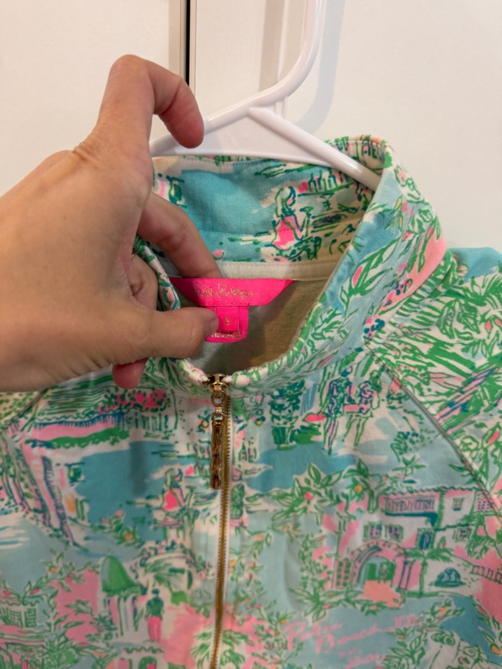 Lilly Pulitzer Pastel Resort Print Zip Jacket in Aqua, Pink & Green